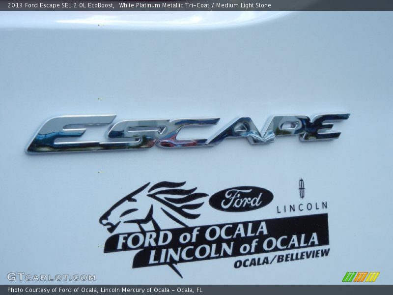 White Platinum Metallic Tri-Coat / Medium Light Stone 2013 Ford Escape SEL 2.0L EcoBoost