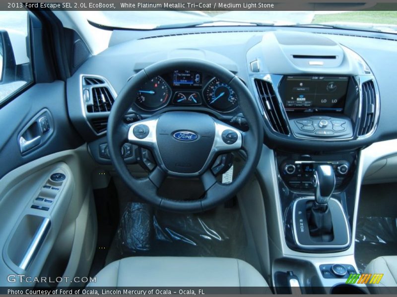White Platinum Metallic Tri-Coat / Medium Light Stone 2013 Ford Escape SEL 2.0L EcoBoost
