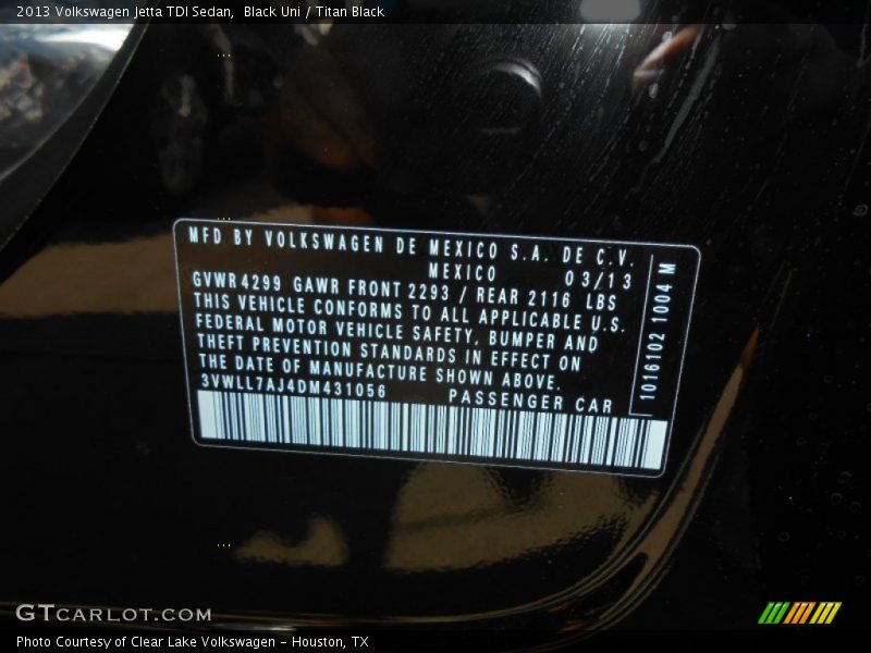 Black Uni / Titan Black 2013 Volkswagen Jetta TDI Sedan