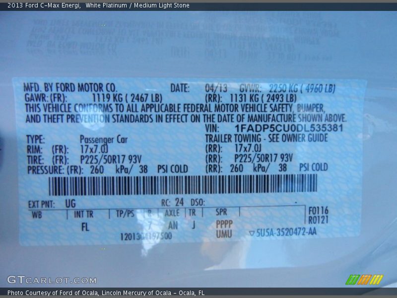 White Platinum / Medium Light Stone 2013 Ford C-Max Energi