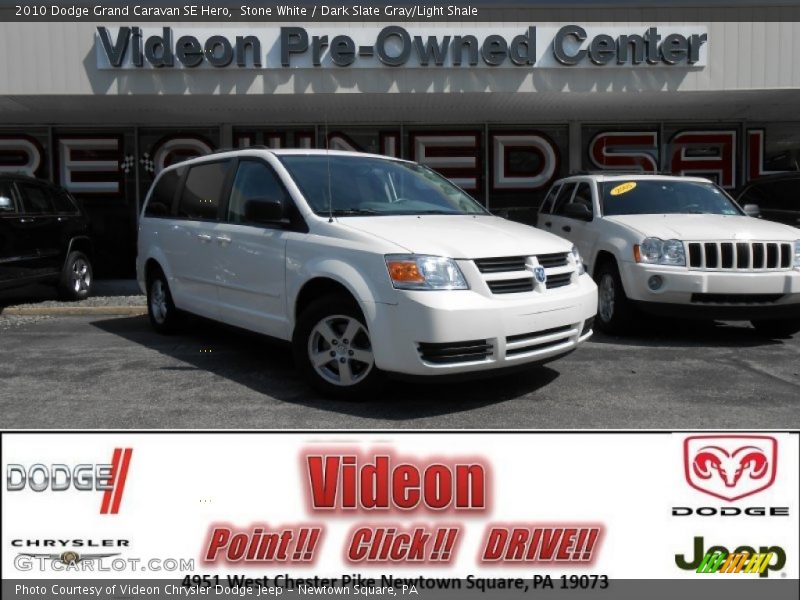 Stone White / Dark Slate Gray/Light Shale 2010 Dodge Grand Caravan SE Hero