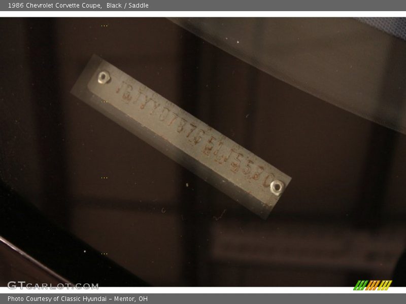 Black / Saddle 1986 Chevrolet Corvette Coupe