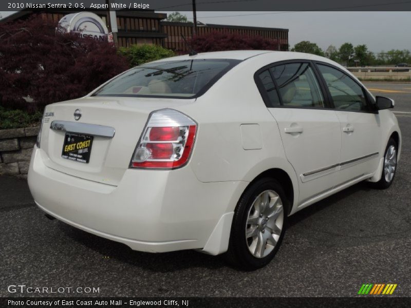 Aspen White / Beige 2010 Nissan Sentra 2.0 S