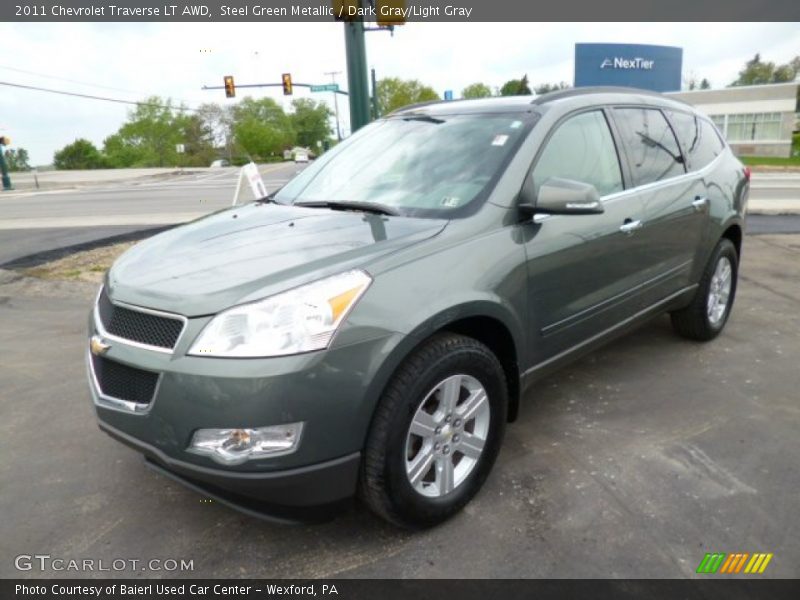 Steel Green Metallic / Dark Gray/Light Gray 2011 Chevrolet Traverse LT AWD