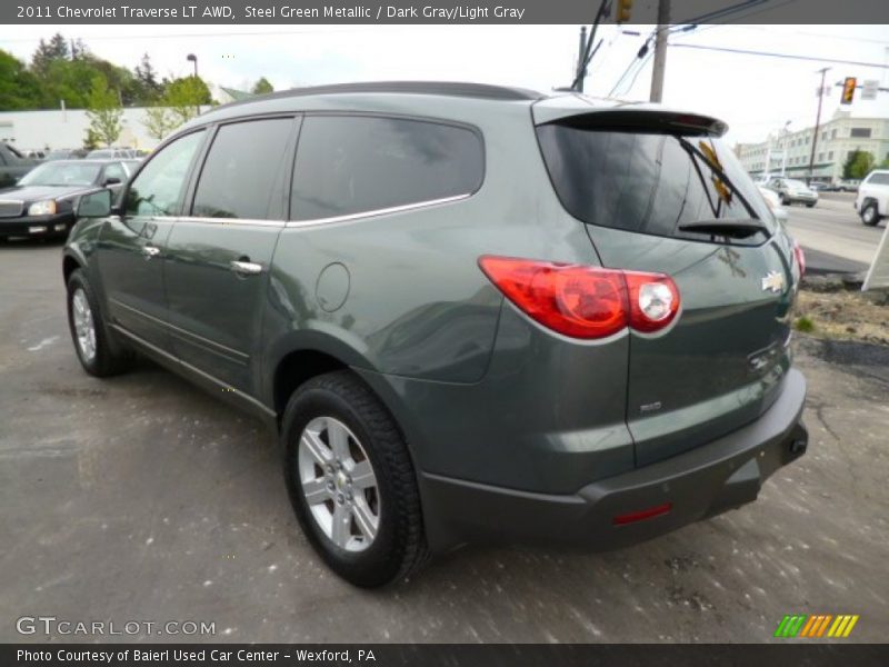 Steel Green Metallic / Dark Gray/Light Gray 2011 Chevrolet Traverse LT AWD