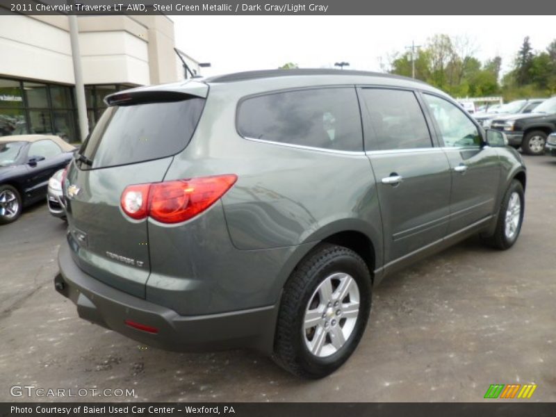 Steel Green Metallic / Dark Gray/Light Gray 2011 Chevrolet Traverse LT AWD