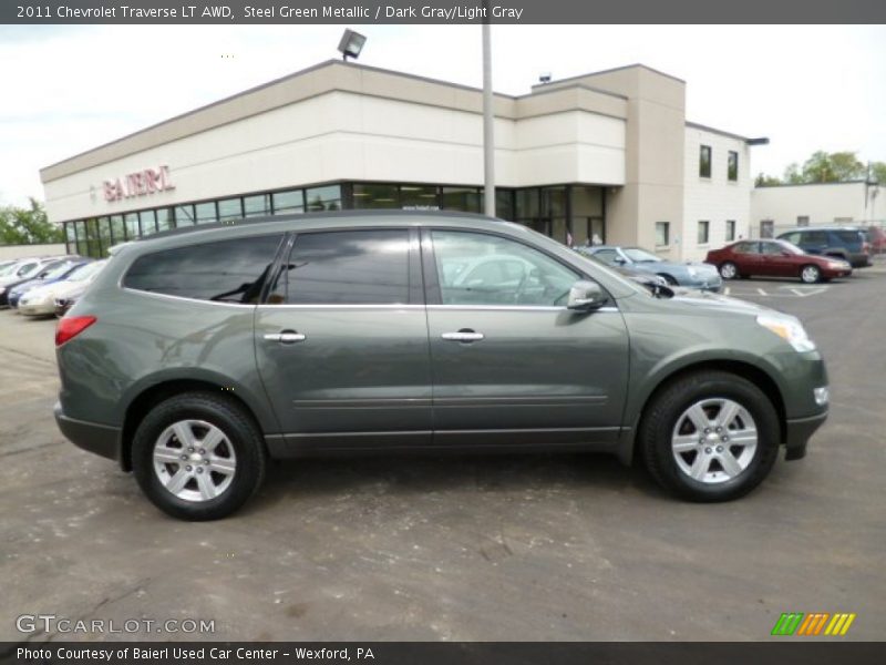 Steel Green Metallic / Dark Gray/Light Gray 2011 Chevrolet Traverse LT AWD