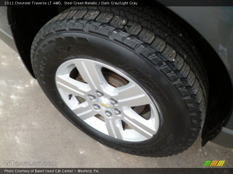 Steel Green Metallic / Dark Gray/Light Gray 2011 Chevrolet Traverse LT AWD