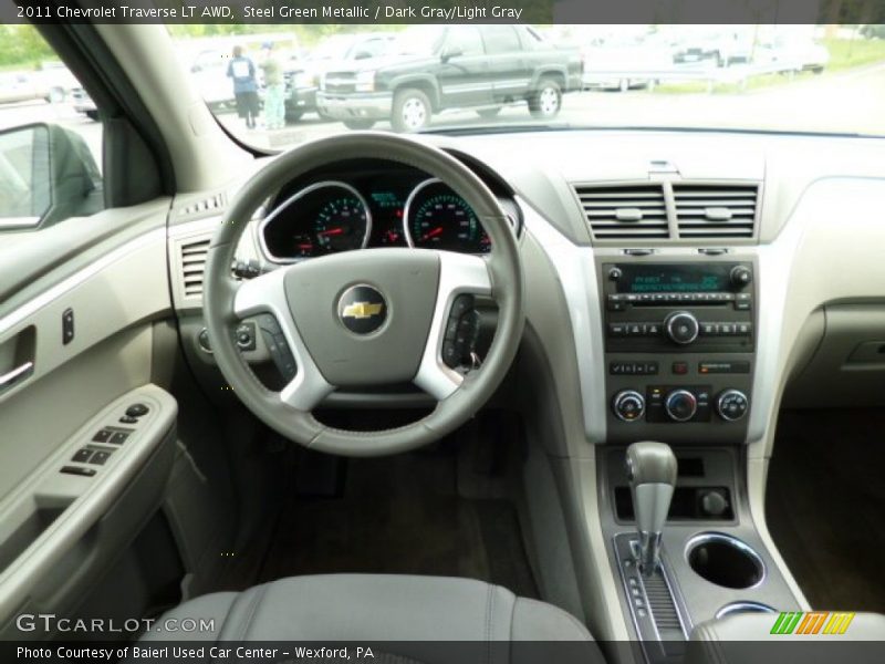 Steel Green Metallic / Dark Gray/Light Gray 2011 Chevrolet Traverse LT AWD