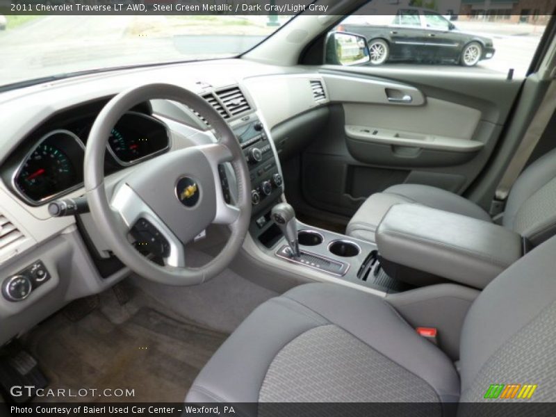 Steel Green Metallic / Dark Gray/Light Gray 2011 Chevrolet Traverse LT AWD