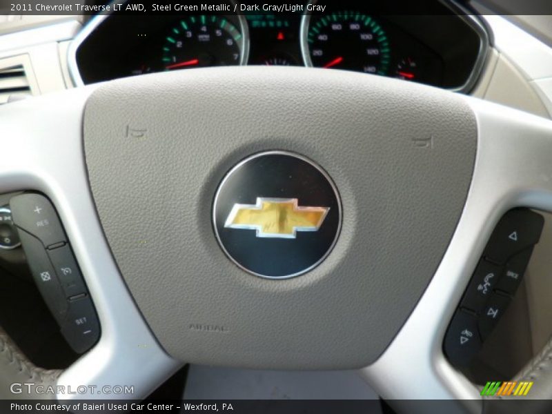 Steel Green Metallic / Dark Gray/Light Gray 2011 Chevrolet Traverse LT AWD