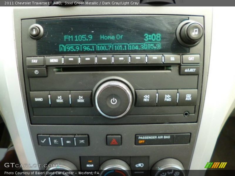 Steel Green Metallic / Dark Gray/Light Gray 2011 Chevrolet Traverse LT AWD