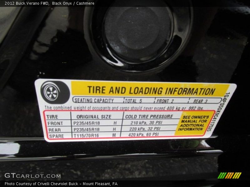 Black Onyx / Cashmere 2012 Buick Verano FWD