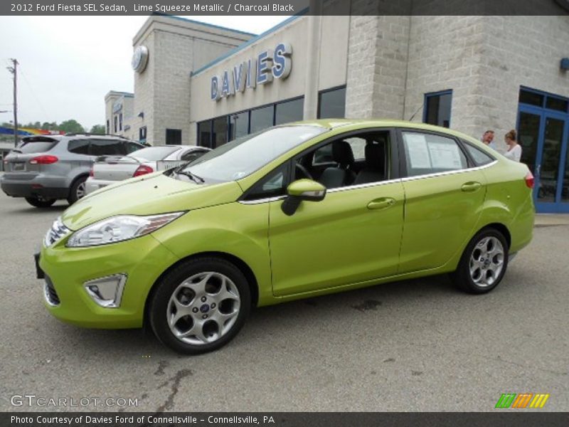 Lime Squeeze Metallic / Charcoal Black 2012 Ford Fiesta SEL Sedan