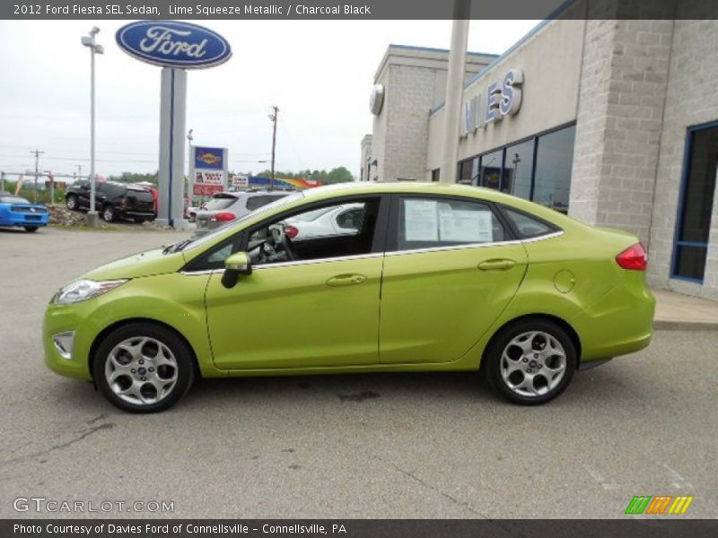 Lime Squeeze Metallic / Charcoal Black 2012 Ford Fiesta SEL Sedan