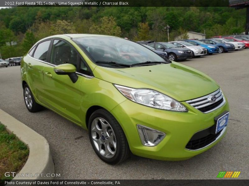 Lime Squeeze Metallic / Charcoal Black 2012 Ford Fiesta SEL Sedan
