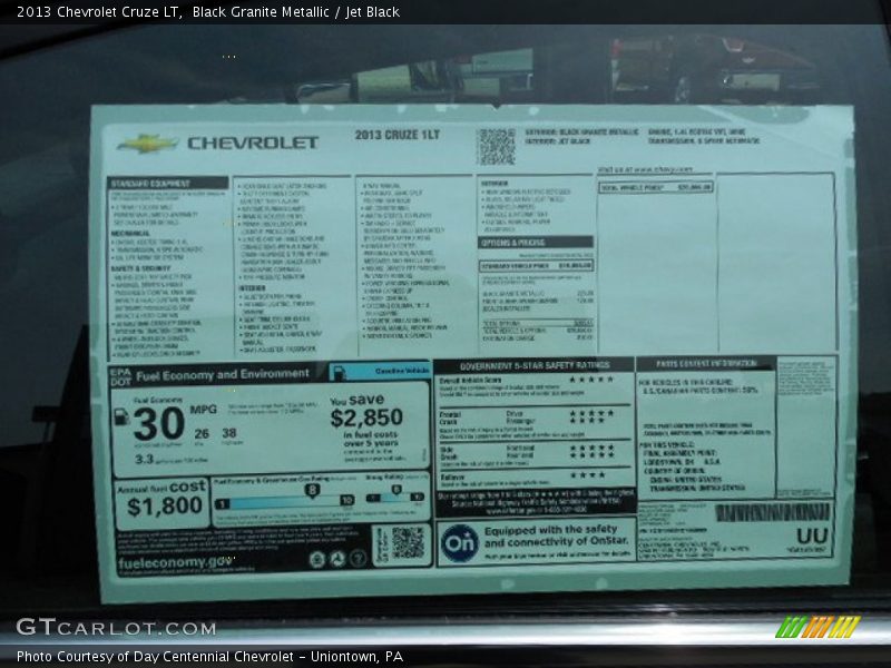 Black Granite Metallic / Jet Black 2013 Chevrolet Cruze LT