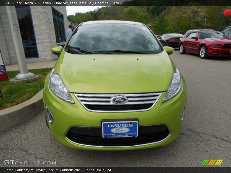 Lime Squeeze Metallic / Charcoal Black 2012 Ford Fiesta SEL Sedan