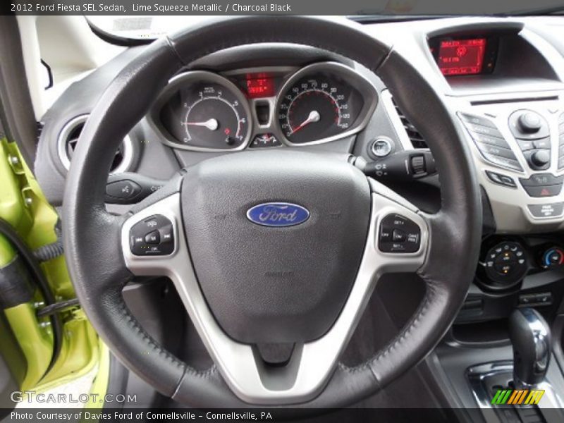 Lime Squeeze Metallic / Charcoal Black 2012 Ford Fiesta SEL Sedan