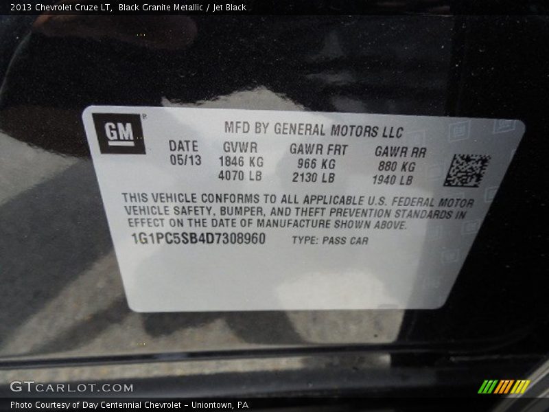 Black Granite Metallic / Jet Black 2013 Chevrolet Cruze LT