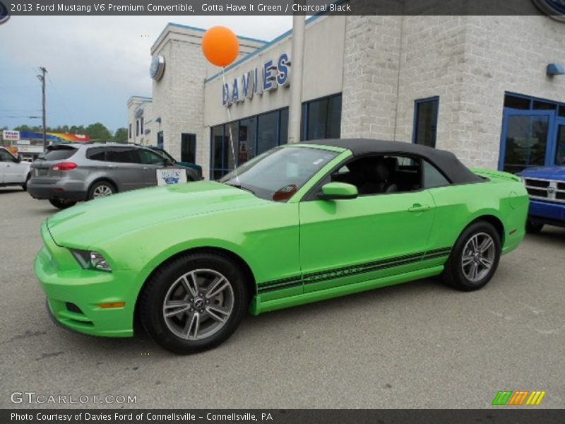 Gotta Have It Green / Charcoal Black 2013 Ford Mustang V6 Premium Convertible