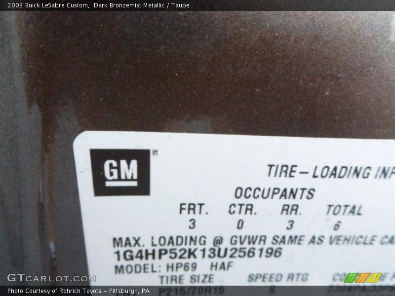 Dark Bronzemist Metallic / Taupe 2003 Buick LeSabre Custom