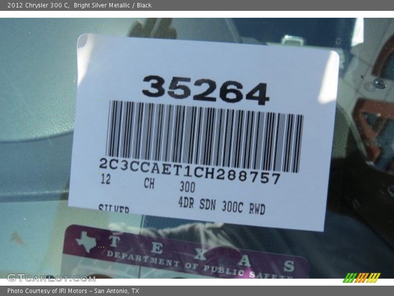 Bright Silver Metallic / Black 2012 Chrysler 300 C
