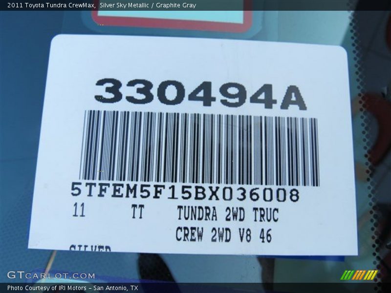 Silver Sky Metallic / Graphite Gray 2011 Toyota Tundra CrewMax