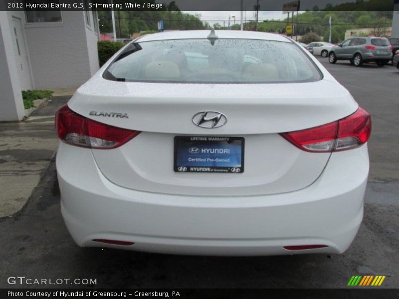 Shimmering White / Beige 2012 Hyundai Elantra GLS