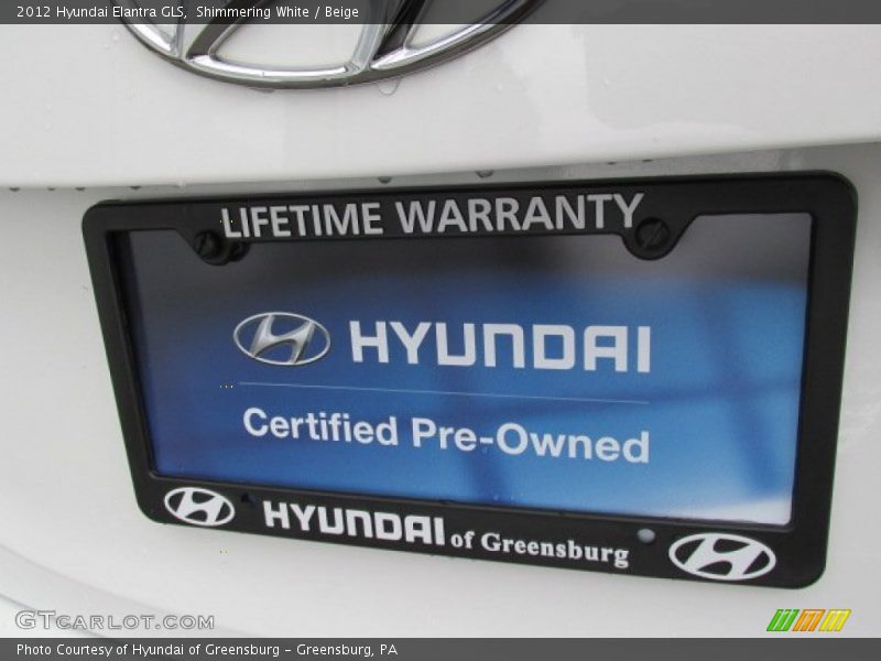 Shimmering White / Beige 2012 Hyundai Elantra GLS
