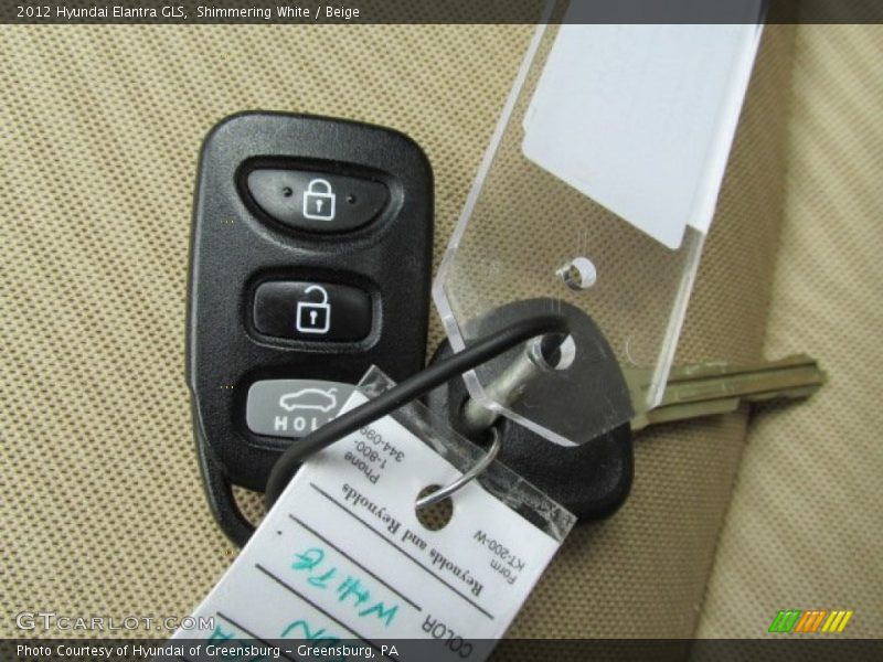 Shimmering White / Beige 2012 Hyundai Elantra GLS