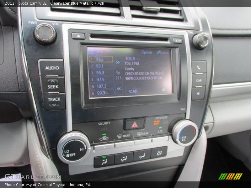 Clearwater Blue Metallic / Ash 2012 Toyota Camry LE