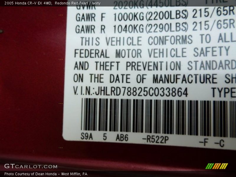 Redondo Red Pearl / Ivory 2005 Honda CR-V EX 4WD