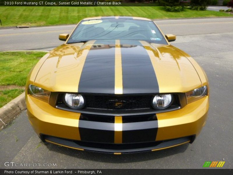 Sunset Gold Metallic / Charcoal Black 2010 Ford Mustang GT Coupe