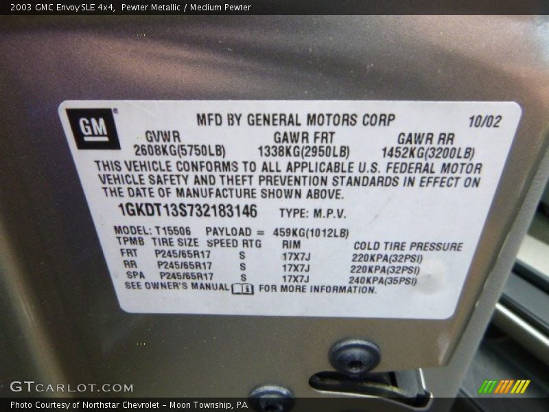 Pewter Metallic / Medium Pewter 2003 GMC Envoy SLE 4x4