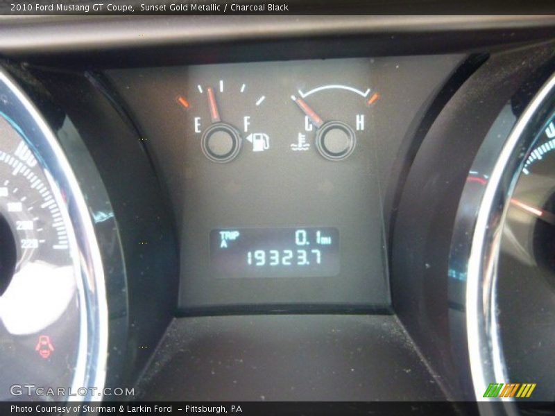 Sunset Gold Metallic / Charcoal Black 2010 Ford Mustang GT Coupe