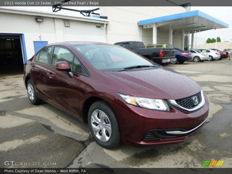 Crimson Red Pearl / Beige 2013 Honda Civic LX Sedan