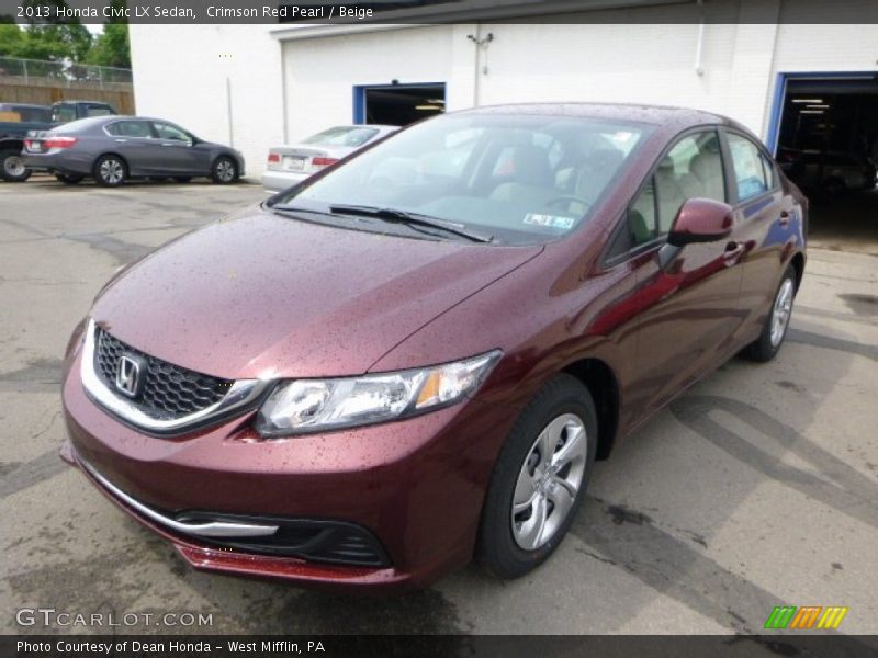 Crimson Red Pearl / Beige 2013 Honda Civic LX Sedan