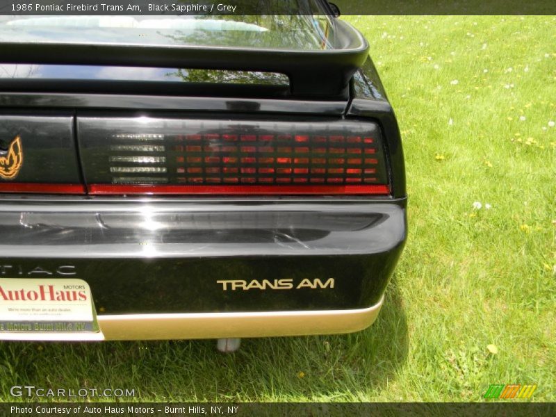 Black Sapphire / Grey 1986 Pontiac Firebird Trans Am
