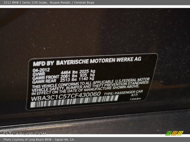 Mojave Metallic / Venetian Beige 2012 BMW 3 Series 328i Sedan