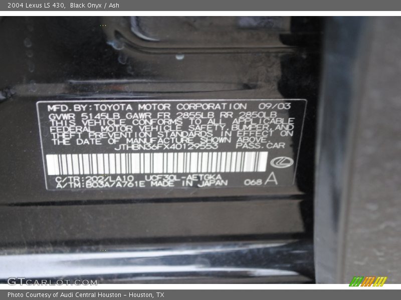 Black Onyx / Ash 2004 Lexus LS 430