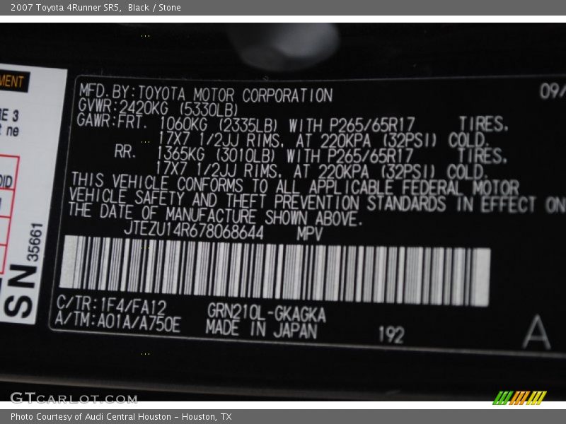 Black / Stone 2007 Toyota 4Runner SR5