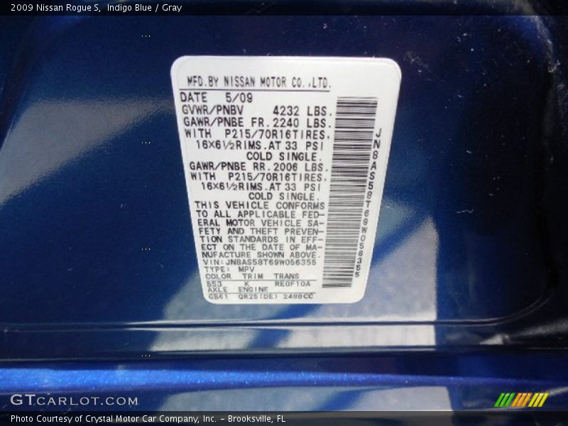 Indigo Blue / Gray 2009 Nissan Rogue S