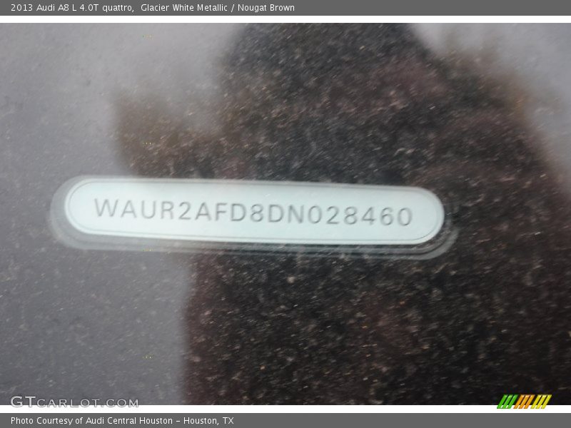Glacier White Metallic / Nougat Brown 2013 Audi A8 L 4.0T quattro