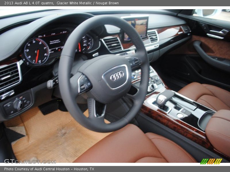 Glacier White Metallic / Nougat Brown 2013 Audi A8 L 4.0T quattro