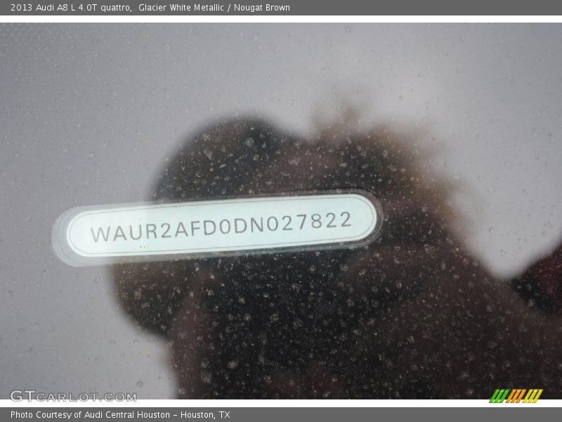 Glacier White Metallic / Nougat Brown 2013 Audi A8 L 4.0T quattro