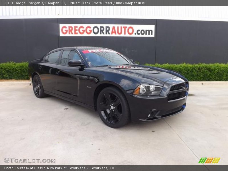 Brilliant Black Crystal Pearl / Black/Mopar Blue 2011 Dodge Charger R/T Mopar '11