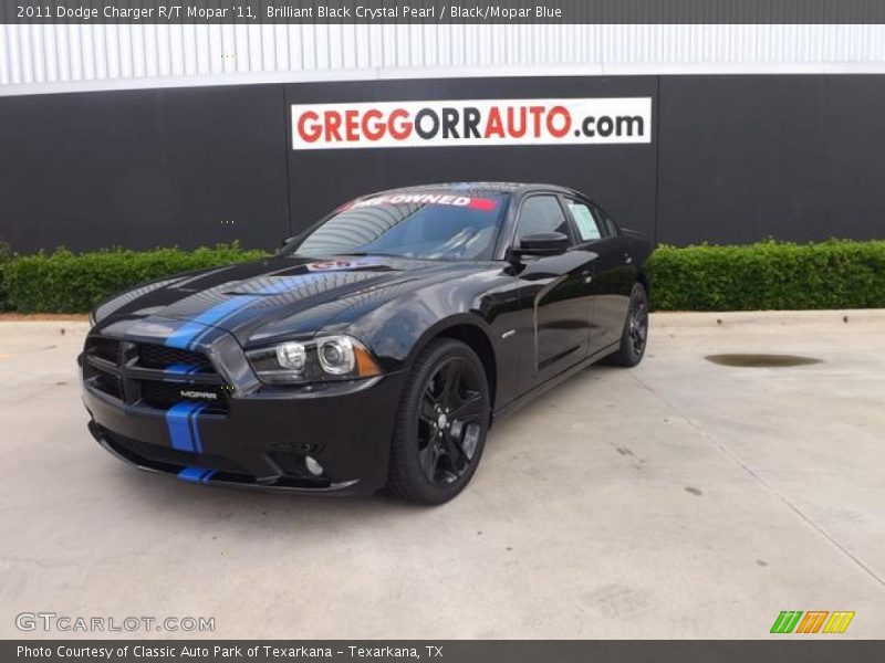 Brilliant Black Crystal Pearl / Black/Mopar Blue 2011 Dodge Charger R/T Mopar '11