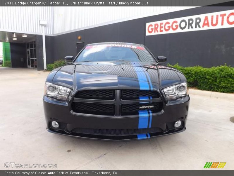 Brilliant Black Crystal Pearl / Black/Mopar Blue 2011 Dodge Charger R/T Mopar '11