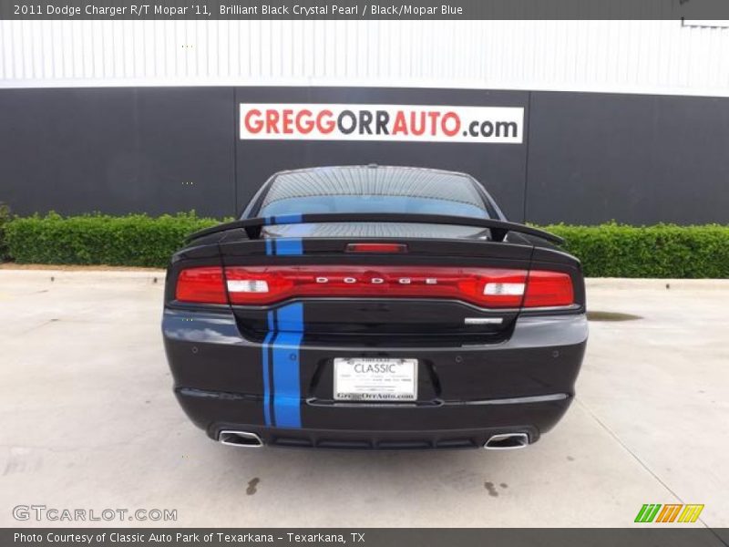 Brilliant Black Crystal Pearl / Black/Mopar Blue 2011 Dodge Charger R/T Mopar '11